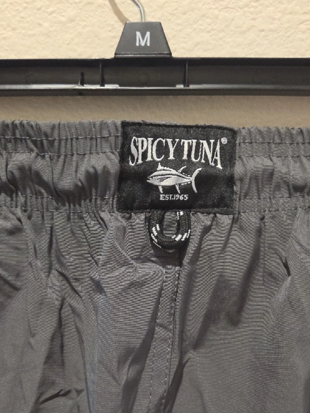Men's Charcoal Swim Trunks with Drawstring Waist